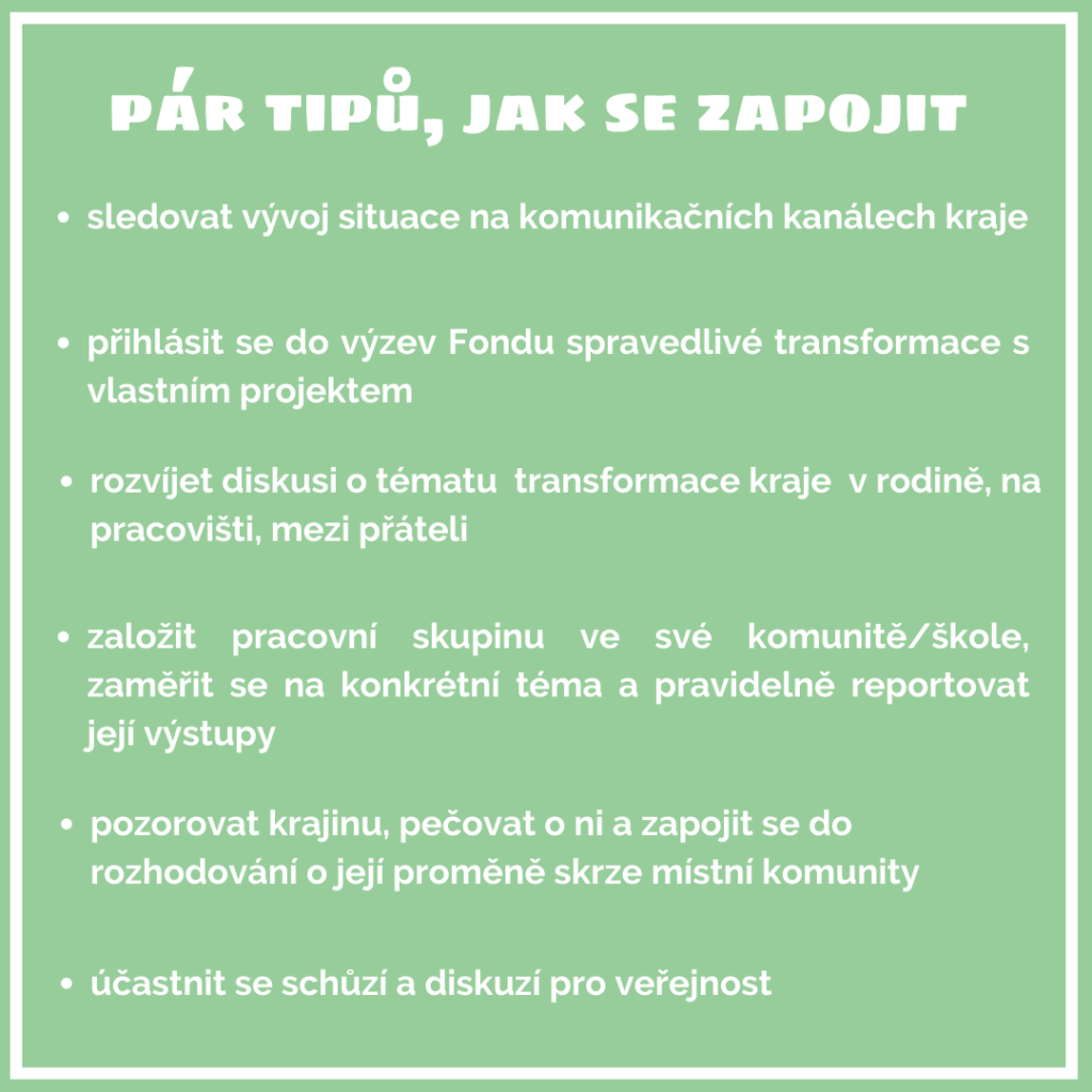 Tipy, jak se zapojit do spravedlivé transformace kraje